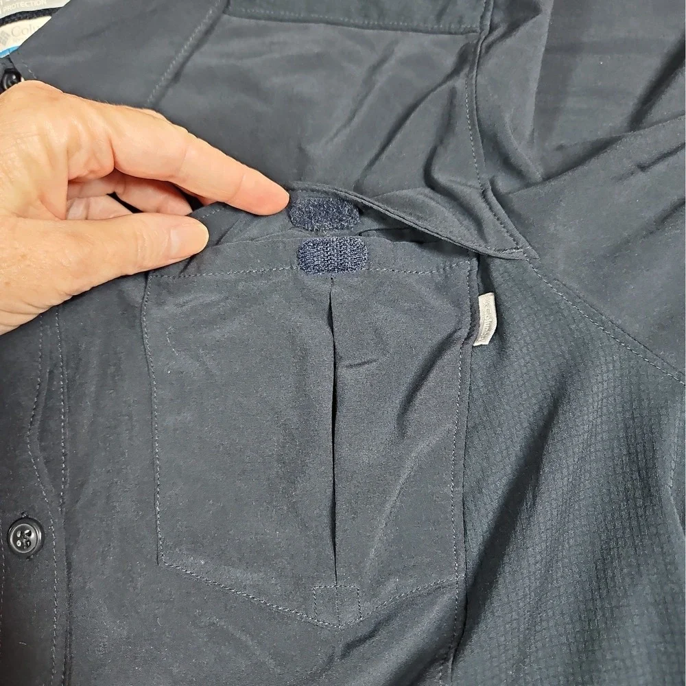 Columbia Womens Black Omni-Shade Vented Button Up Outdoor Shirt Size Large
